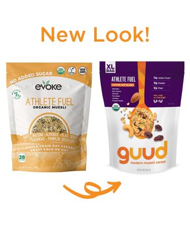 GUUD Athlete Fuel Organic Muesli Cereal 40oz (Pack of 4) | Vegan Non-GMO Blend with Oats, Raisins, Almonds, Flax Seeds, Cashews & Pumpkin Seeds - Buy Online on SooperMarket.com