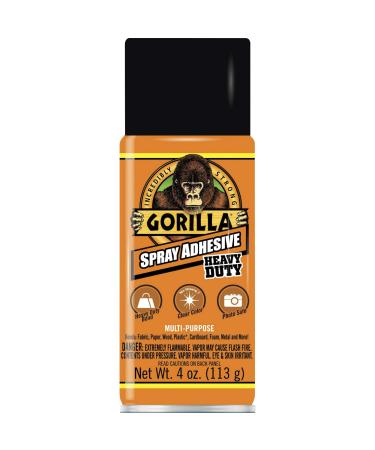 Gorilla Heavy Duty Spray Adhesive, Multipurpose and Repositionable, 4 Ounce, Clear, (Pack of 1)