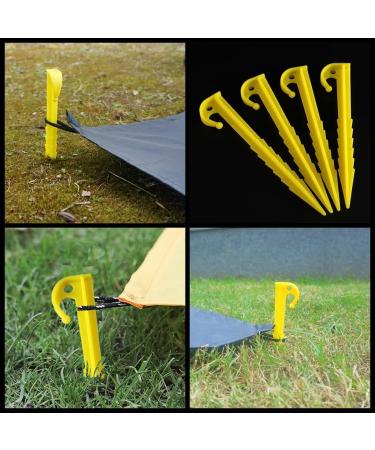 JZTang 12 Pcs 5.7 inch Yellow Plastic Tent Stakes - Heavy Duty Serrated Edges for Camping, Outdoor, Garden - 5.9 inch Style 1 - Buy Online on SooperMarket.com