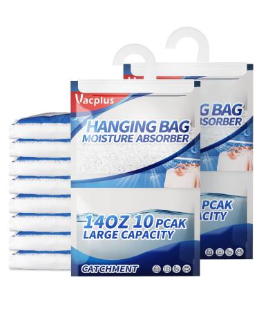 Vacplus Moisture Absorber 10 Pack Portable Dehumidifiers for Closet and Enclosed Space 14 OZ Dehumidifier Bags Effectively Trap Extra Moisture Hanging Moisture Absorbers Eliminate Unpleasant Smell