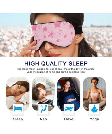 Haskirky Light Blocking Eye Mask - Breathable & Adjustable for Adults | Ideal for Travel, Yoga, Meditation & Office - Pink Stars - Buy Online on SooperMarket.com