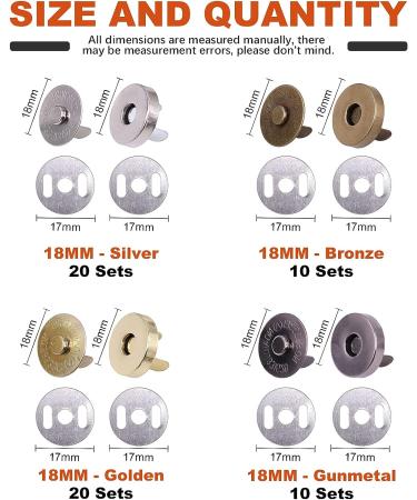Tanstic 60 Sets 18mm 4 Color Magnetic Button Clasps Snaps for Sewing, Crafts, Purses, Bags, Clothes - Buy Online on SooperMarket.com