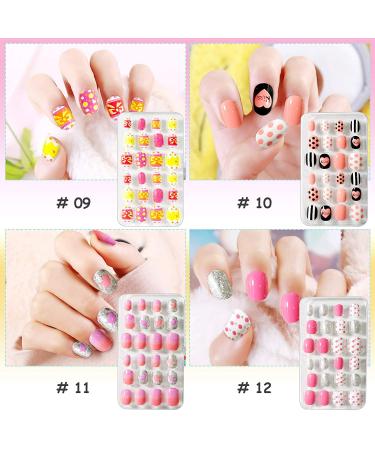 Kalolary Kids False Nail Kit - 288PCS Candy Pattern Full Cover Nails with Adhesive Tabs | Children's Day Gift for Little Girls Nail Art - Buy Online on SooperMarket.com