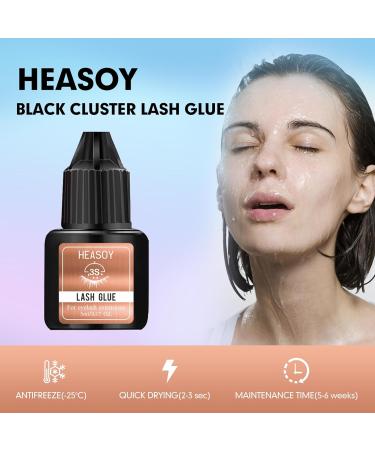 Eyelash Extension Glue by Heasoy - Extra Strong 5ml | 3 Sec Drying | 7 Weeks Retention | Black Adhesive for Self & Professional Use - Buy Online on SooperMarket.com
