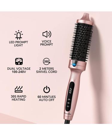 Terviiix 38MM Ceramic Tourmaline Ionic Curling Iron Brush - Volumizing Hot Brush for Root Volume & Loose Curls - Digital Display, 5 Temperatures, Dual Voltage - Rose Gold - Buy Online on SooperMarket.com
