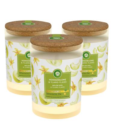 3 x Air Wick Scented Mood Candle 185g Honeydew Melon & Ylang-Ylang Essential Oil