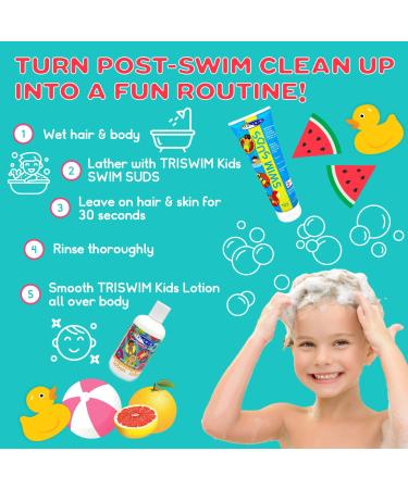 TRISWIM Kids Swim Suds & Lotion Set | Tear-Free Chlorine Removal Shampoo & Hydrating Lotion | 8.5 fl oz | Gentle Swim Care for Kids - Buy Online on SooperMarket.com
