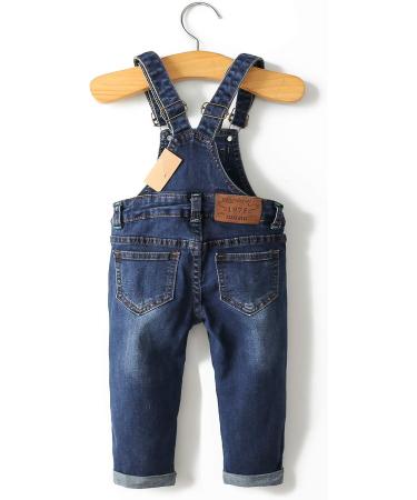 KIDSCOOL SPACE Baby Boy Girl Jean Overalls | Toddler Slim Cute Denim Jumper 18-24 Months Blue-2086 - Buy Online on SooperMarket.com