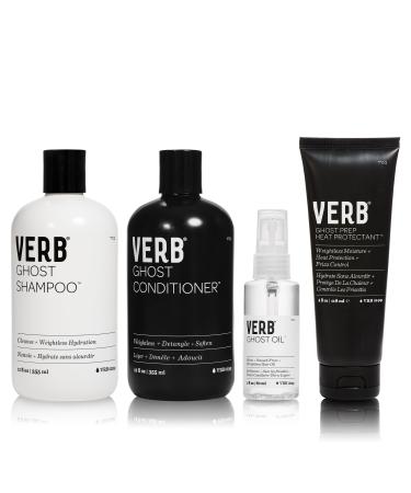 Verb Ghost Oil Vegan Weightless Hair Oil Lightweight Hair Oil Revitalizing Hair Treatment Oil Nourishes and Promotes Shiny Hair Paraben Free Grapefruit oatmeal 12 fl oz (2) 4 oz (1) 2 oz (1) (pack of 4)