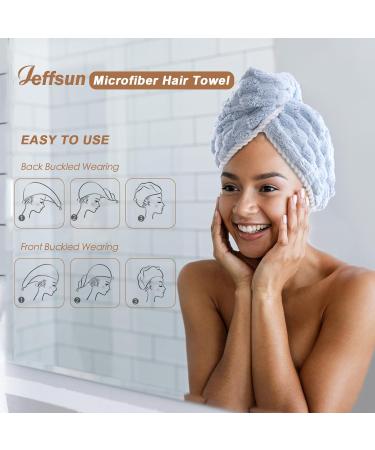 JEFFSUN Microfiber Hair Drying Towel Wrap - Super Absorbent Hooded Turban for Women | 2 Colors Extra Thick for Long Curly Wet Hair - Buy Online on SooperMarket.com