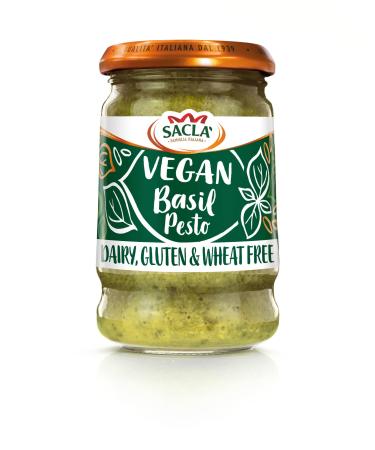 Sacla' Italian Vegan Basil Pesto Dairy Gluten & Wheat Free 190 g (Pack of 1)