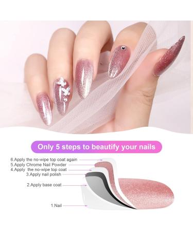 URAQT Chrome Nail Powder Set - 6 Colors Holographic Glitter Dust Powders for Manicure - Mirror Effect Pearl Pigment with Sponge Brush - DIY Nail Art Decoration - Buy Online on SooperMarket.com