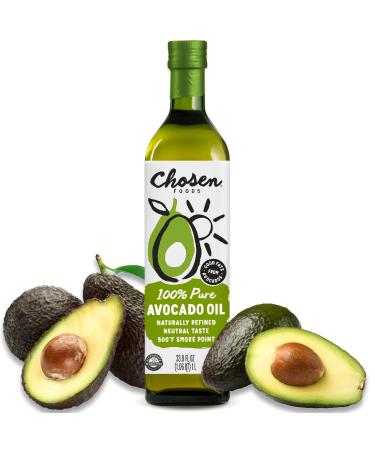 Chosen Foods 100% Avocado Cooking Oil - 1ltr Bottle (33.8fl) (Single Bottle) by Chosen Foods