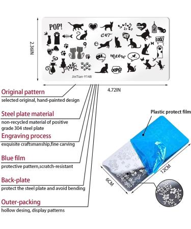 Cute Cats Nail Art Stamping Plates Set - Animals Design for Women and Girls - Buy Online on SooperMarket.com