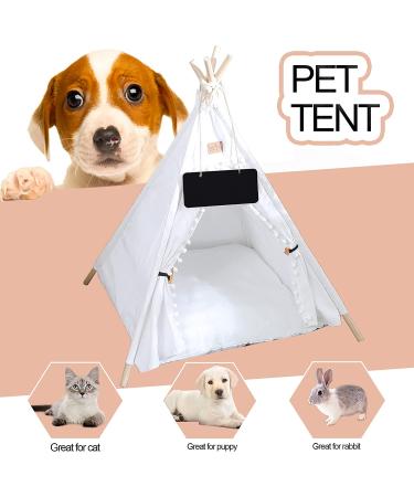 GeerDuo Portable Pet Teepee Tent for Small Dogs/Cats - Washable Sweet Bed with Cushion - White 24 - Buy Online on SooperMarket.com
