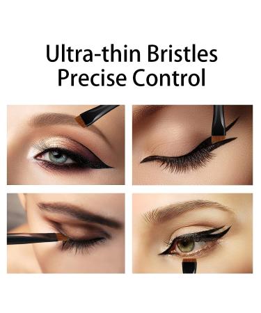 Raffaello Ultra-Thin Eyebrow Brush Set - 3Pcs Angled Precision Eyeliner Makeup Brushes | Cruelty-Free Synthetic Bristles | Slanted Eye Brow Tinting Kit (Black) - Buy Online on SooperMarket.com