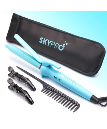 Professional Series Hair Curling Iron 1 Inch & Bonus Travel Pouch by SKYPRO | Small Curling Iron for Short Hair | Perfect Mid-Length Ceramic Curling Iron Barrel & Firm Clamp for All Hair Textures