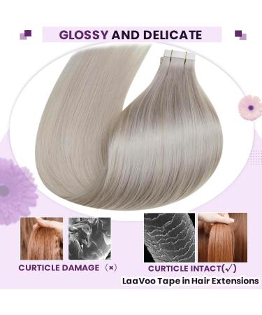 Laavoo 60cm Platinum Blonde Tape Extensions | Real Remy Hair | Invisible Tape In Extensions | 20pcs 50g #60 - Buy Online on SooperMarket.com