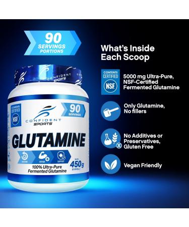 CONFIDENT SPORTS - 100% Pure Micronized Pharmaceutical Grade Glutamine Powder 125 Gram 25 Servings 25 Servings (Pack of 1) - Buy Online on SooperMarket.com