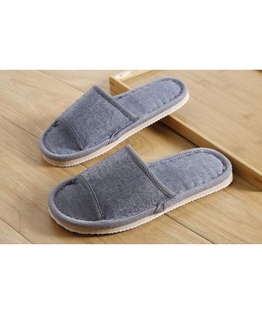 6 Pair Open Toe Breathable Spa Slippers for Hotel Guests - Beige Medium & Gray Large - Washable Unisex Slippers - Buy Online on SooperMarket.com