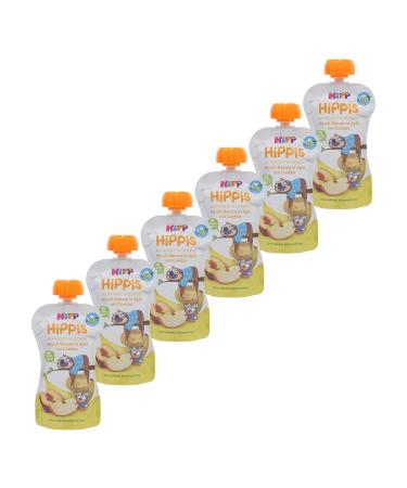 Hipp hippis fruits and cereals squirrel peach banana in apple with cookies 100% organic fruits and cereals without added sugar 6 x 100 g bags da47000 peach/cookie 100g 100 g (6 Pack) peach./Cookie