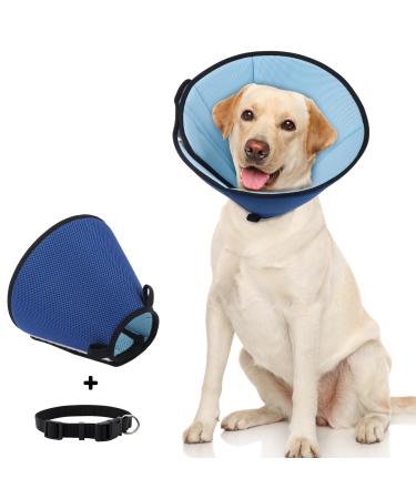 Supet breaker for dog leak protection soft protective collar tape tapes adjustable recycling neck band breathable pet Elisabethane leak protection dog after op dog blue XL XL neck circumference: 35-40cm blue