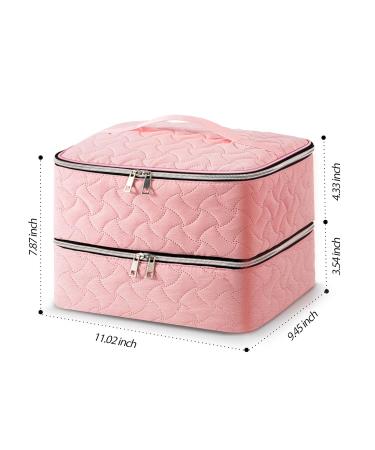 Nail Polish Organizer Case - Holds 42 Bottles, Double-Layer Storage with Adjustable Dividers - Portable Pink Bag for Manicure Tools - Buy Online on SooperMarket.com