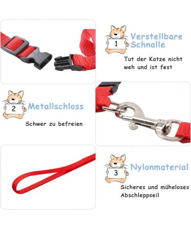 Soft Cat Crockery Dishes & Adjustable Leash Set for Kittens Puppies and Rabbits - Red & Blue - International Shipping Available - Buy Online on SooperMarket.com