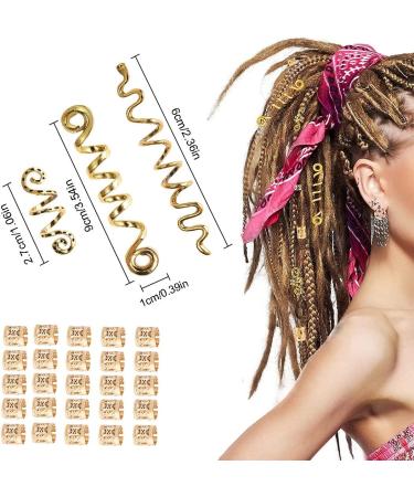 CUHZA 28 Pieces Dreadlock Beads Spiral Hair Clips Rings Hair Jewelry Hair Jewelry Braids Hair Beads Hair Rings Hair Spirals Unisex (Gold) - Buy Online on SooperMarket.com