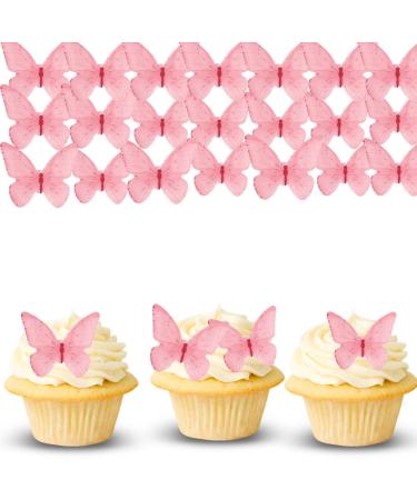 Alegre butterflies tortendeco edible 48 pieces of edible butterflies for cake pink butterfly cupcake topper butterflies decorative cake wedding butterfly cake decoration for baby shower