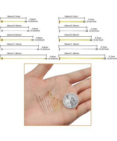 2000Pcs Assorted Head Pins Set for Jewelry Making - DIY Craft Kit with Ball, Flat, and Eye Pins in Silver and Gold - Buy Online on SooperMarket.com