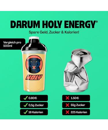 Holy Energy Gaming Booster Peach Panther - 50 Portions | Vegan Focus Drink with 100% Natural Fruit Aromas - Peach & Apricot Flavor - Buy Online on SooperMarket.com