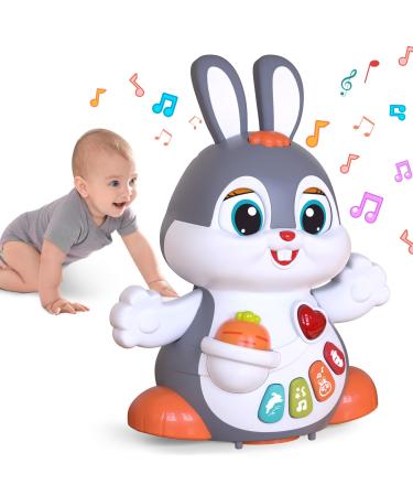 Moontoy baby music toy toys from 1 year crawling toys baby toys from 6 7 8 9 10 12 18 months rabbit toy interactive learning toys with music and light gift girls boys 1-2 forme de lapin