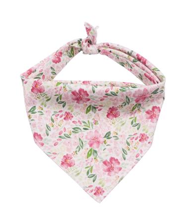 Lionet Paws Dog Bandana Headscarves Dog Scarf Triangular Scarf for Small Medium and Large Dogs L (Pack of 1) Pink Flower