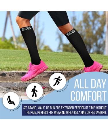 SB SOX Compression Socks (15-20mmHg) for Men & Women - 3 Pairs | Large-X-Large | Solid Black | All Day Comfort - Buy Online on SooperMarket.com