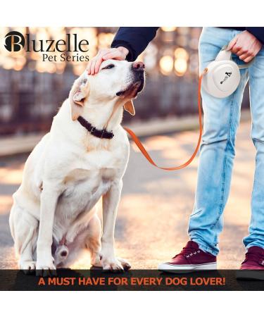 Bluzelle 8m Long Dog Leash for Dogs up to 50kg - Flexible Neon-Orange Reflector Belt with 360 Carabiner Hook Ergonomic Gray Handle & Catchment Brake - Buy Online on SooperMarket.com