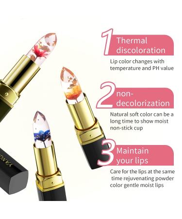 Paminify Jelly Flower Lipstick Set - PH Temperature Color Changing Tinted Lip Balm Trio - Buy Online on SooperMarket.com