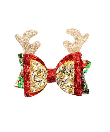 Glitter Christmas Hair Clip Cute Christmas Hair Clips Fashion Christmas Bows Clip Christmas Barrettes Christmas Hair Accessories for Women Christmas Party Supplies