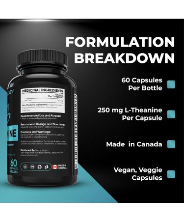 L-Theanine 250MG Capsules - For Stress Management & Relaxation - Promotes Focus Alertness & Clarity - L Theanine Supplement for Stress Relief - 250 mg per capsule - 60 Capsules 60 count (Pack of 1) - Buy Online on SooperMarket.com