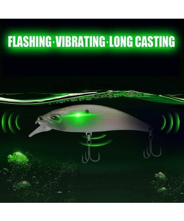 TRUSCEND Electric Twitching Jerkbait - USB Rechargeable LED Lighted Wobbler for Night Fishing - Long Casting Bass Lures for Freshwater & Saltwater - Green 0.65oz - Buy Online on SooperMarket.com