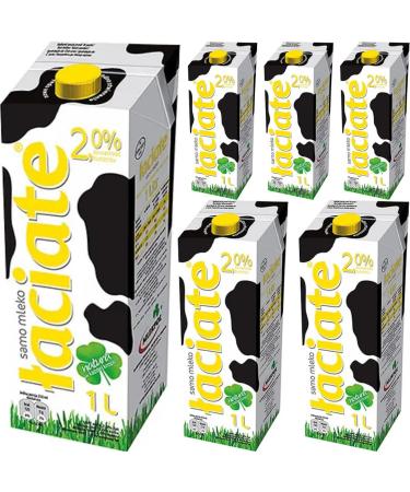 Laciate Yellow Milk 2.0% Fat UHT Milk1000 Mililiter x 6 Boxes