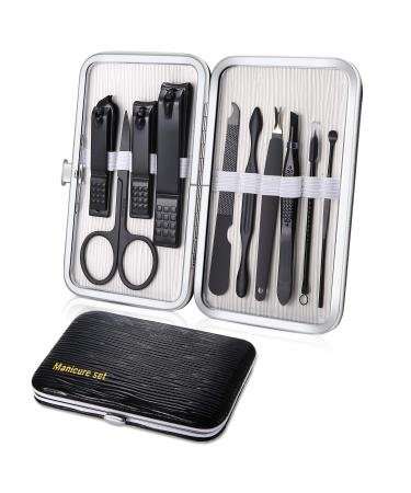 Manicure Set 10-part pedicure kit nail scissors nail care nail clippers kit nail set nageletui nail clippers set travel beauty kit (black white)