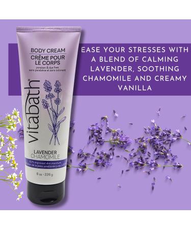 Vitabath Lavender Chamomile Moisturizing Body Cream - Soothing Hydration Lotion for Women & Men - Vitamin & Nutrient Skin Care - 8 Ounce Replenishing Dry Skin Moisturizer - Buy Online on SooperMarket.com