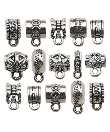 100 pcs Clasp Bail Beads Charms  Bail Tube Beads  Loose Spacer Bead  Bead Hanger Charm for Jewelry Making DIY Necklace Bracelet (M611)