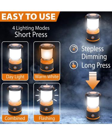 Rechargeable LED Camping Lantern | 1800LM, 4 Light Modes, 4400mAh Power Bank | Waterproof Lantern Flashlight for Emergency, Power Outages | USB Cable Included - Buy Online on SooperMarket.com