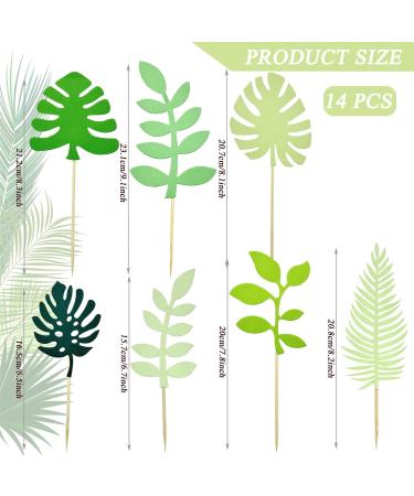 14 PCS Tropical Leaves Cake Topper Personalised Artificial Palm Leaves Glittery Tropical Jungle Cake Topper Tropical Party Jungle Hawii Summer Theme Birthday Party Supplies Cake Decorations - Buy Online on SooperMarket.com
