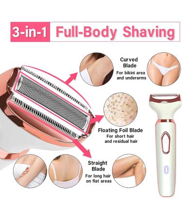 4-in-1 Women's Electric Hair Remover | Rechargeable Body Hair Removal & Grooming Set - Trimmer for Nose Lip Eyebrows & Face - Buy Online on SooperMarket.com