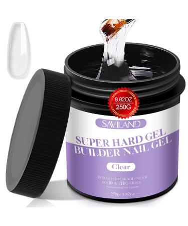 SAVILAND Clear Hard Gel for Nails - 250 G 8.82 oz Super Builder Nail Gel Large Capacity Gel Builder for Nails Extension Sculpting and Tip Overlays on U V Gel Nails Acrylic Nails Natural Nails Clear Builder Gel
