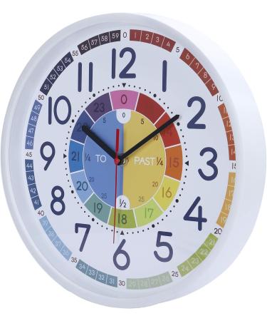 Lafocuse Silent Colorful Learning Wall Clock for Kids | Non-Ticking 30cm Children's Clock for Boys & Girls - Perfect for Kindergarten & School - Buy Online on SooperMarket.com