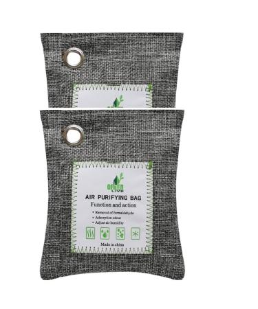 Lijuang air purifier bag 2 pieces (2x100g) Natural air purification bags bamboo activated carbon odor remover Nature Fresh Air purifier for car apartment car air -fresh bedroom cupboards
